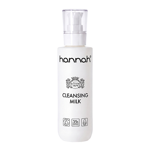 Witte fles hannah cleansing milk met een pompflaconvan 200ml