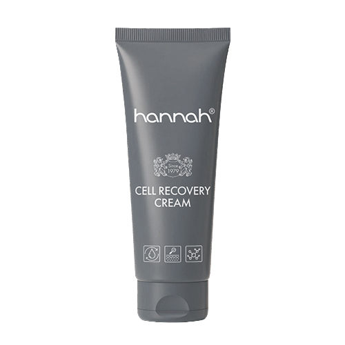 grijze tube cell recovery cream van hannha op een witte achtergrond
